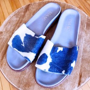 Lavender & white fur skin slipper sandals
